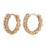 Kinel 585 Rose Silver Bead Zircon Hoop Earrings Wedding Jewelry