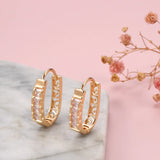 Kinel Natural Zircon Hoop Earrings 585 Rose Hollow Flower Drop Earrings