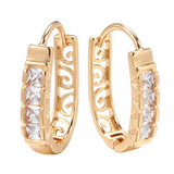 Kinel Natural Zircon Hoop Earrings 585 Rose Hollow Flower Drop Earrings