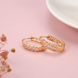 Kinel Natural Zircon Hoop Earrings 585 Rose Hollow Flower Drop Earrings