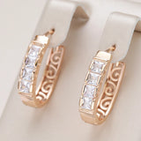 Kinel Natural Zircon Hoop Earrings 585 Rose Hollow Flower Drop Earrings