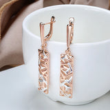 Kinel Square Wide Drop Earrings 585 Rose Silver Mix Boho Long Earrings