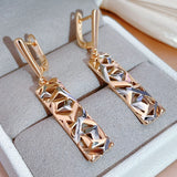 Kinel Square Wide Drop Earrings 585 Rose Silver Mix Boho Long Earrings