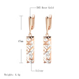 Kinel Square Wide Drop Earrings 585 Rose Silver Mix Boho Long Earrings