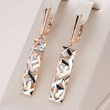 Kinel Square Wide Drop Earrings 585 Rose Silver Mix Boho Long Earrings