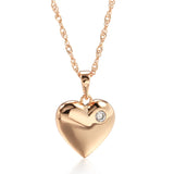 Kinel Zircon Heart Pendant Necklace 585 Rose Jewelry