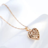 Kinel Zircon Heart Pendant Necklace 585 Rose Jewelry