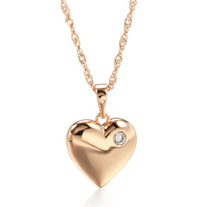 Kinel Zircon Heart Pendant Necklace 585 Rose Jewelry