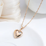 Kinel Zircon Heart Pendant Necklace 585 Rose Jewelry