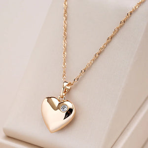 Kinel Zircon Heart Pendant Necklace 585 Rose Jewelry