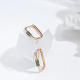 Kinel Minimalist Earrings for Women Rose Green Zircon Geometry Drop Earrings