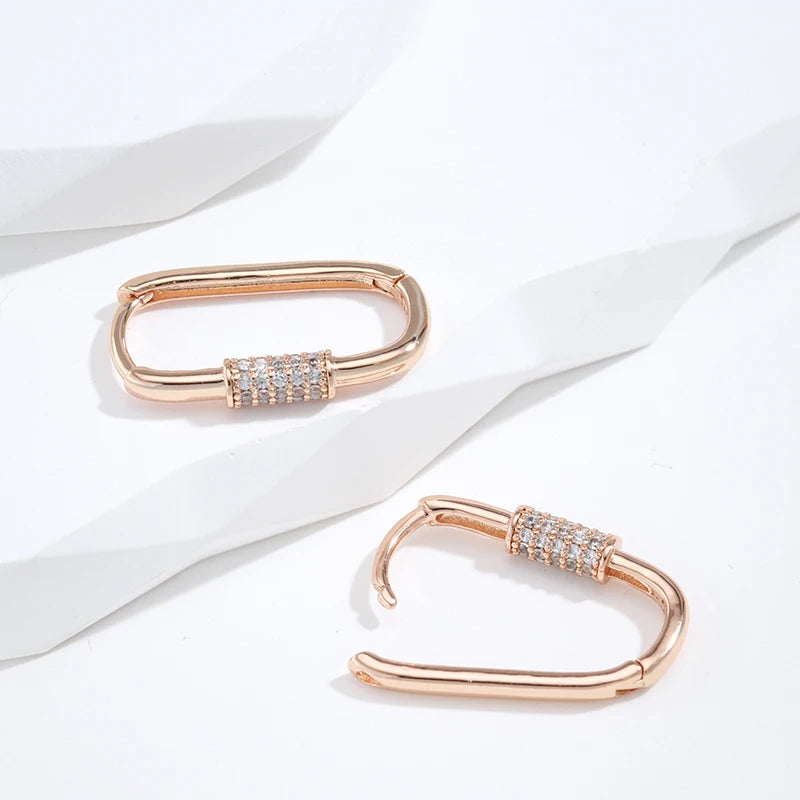 Kinel Minimalist Earrings for Women Rose Green Zircon Geometry Drop Earrings
