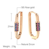 Kinel Minimalist Earrings for Women Rose Green Zircon Geometry Drop Earrings