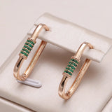 Kinel Minimalist Earrings for Women Rose Green Zircon Geometry Drop Earrings