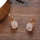 Kinel Rose Zircon Water Drop Stud Earrings 585