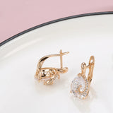 Kinel Rose Zircon Water Drop Stud Earrings 585