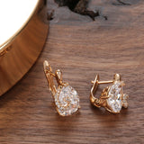 Kinel Rose Zircon Water Drop Stud Earrings 585