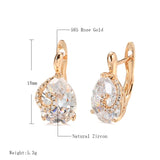 Kinel Rose Zircon Water Drop Stud Earrings 585