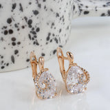 Kinel Rose Zircon Water Drop Stud Earrings 585