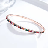 Kinel 585 Rose Zircon Cuff Bangle Wedding Jewelry