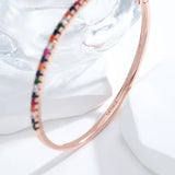 Kinel 585 Rose Zircon Cuff Bangle Wedding Jewelry