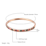 Kinel 585 Rose Zircon Cuff Bangle Wedding Jewelry