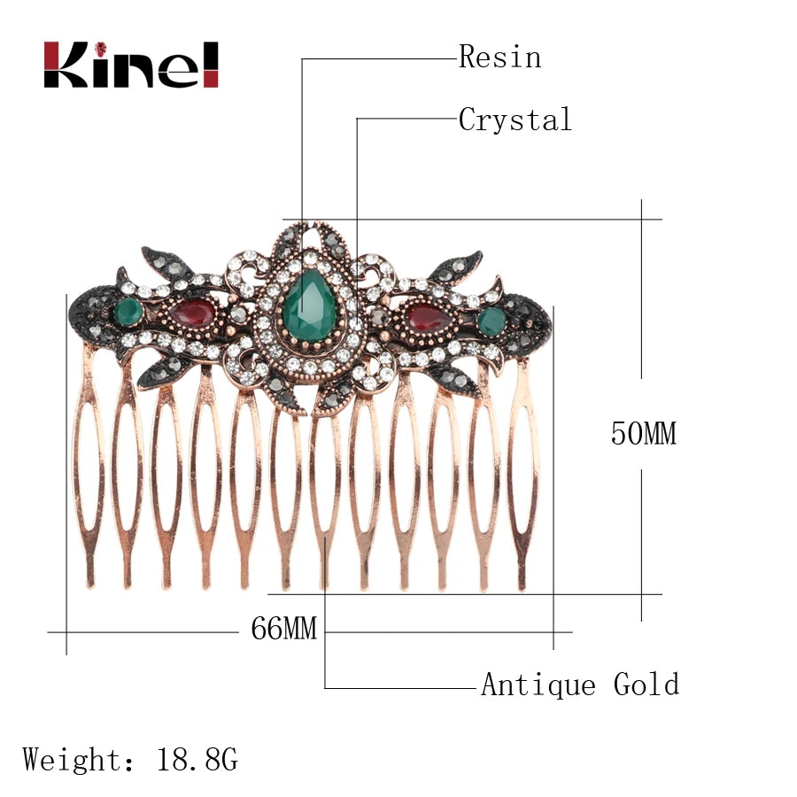 Kinel Vintage Red Crystal Flower Hair Combs