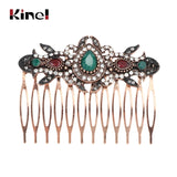 Kinel Vintage Red Crystal Flower Hair Combs