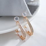 Kinel Natural Zircon Hoop Earrings 585 Rose Daily Dangle Earrings