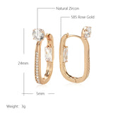 Kinel Natural Zircon Hoop Earrings 585 Rose Daily Dangle Earrings