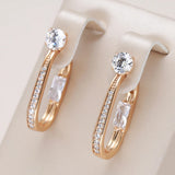 Kinel Natural Zircon Hoop Earrings 585 Rose Daily Dangle Earrings