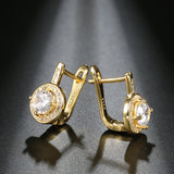 Kinel Round CZ Zircon Stud Earrings Silver Bridal Wedding Earrings