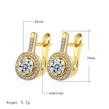 Kinel Round CZ Zircon Stud Earrings Silver Bridal Wedding Earrings
