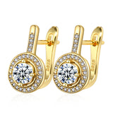 Kinel Round CZ Zircon Stud Earrings Silver Bridal Wedding Earrings