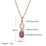 Kinel Red Zircon Pendant Necklace 585 Rose Crystal Flower Vintage Jewelry