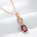 Kinel Red Zircon Pendant Necklace 585 Rose Crystal Flower Vintage Jewelry