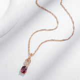 Kinel Red Zircon Pendant Necklace 585 Rose Crystal Flower Vintage Jewelry