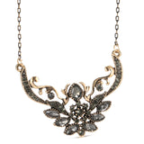 Kinel Gray Crystal Flower Pendant Necklace Vintage Jewelry