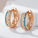 Kinel Unusual 585 Rose Turquoise Big Hoop Earrings For Women Natural Zircon