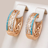 Kinel Unusual 585 Rose Turquoise Big Hoop Earrings For Women Natural Zircon