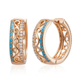 Kinel Unusual 585 Rose Turquoise Big Hoop Earrings For Women Natural Zircon
