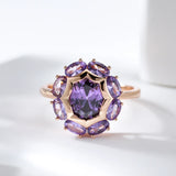 Kinel Oval Purple Zircon Ring 585 Rose Fine Jewelry