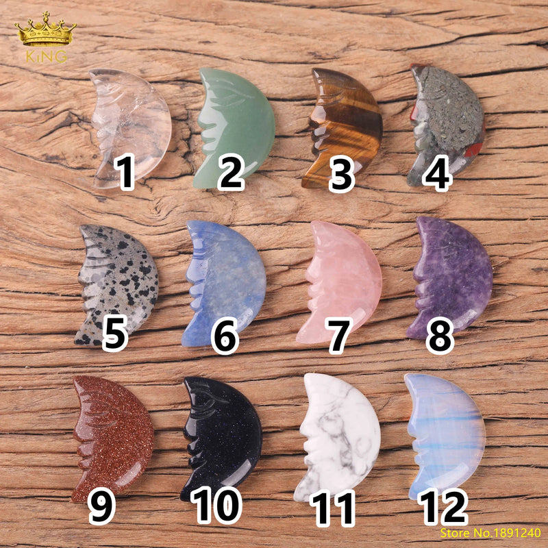 Mini Gemstone Moon Carved Crystal Crescent Moon Healing Crystals
