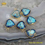 King 5pcs Multi-Color Natural Sea Sediment Jasper Love Ornaments