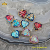 King 5pcs Multi-Color Natural Sea Sediment Jasper Love Ornaments