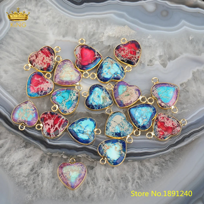 King 5pcs Multi-Color Natural Sea Sediment Jasper Love Ornaments