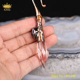Clear Crystal Amethyst Pendant, Bronzed Quartz Necklace