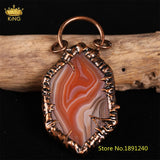 Agates Geode Slab Pendant Necklace, Natural Magic Chains