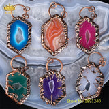 Agates Geode Slab Pendant Necklace, Natural Magic Chains
