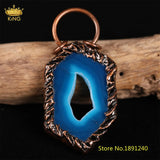 Agates Geode Slab Pendant Necklace, Natural Magic Chains